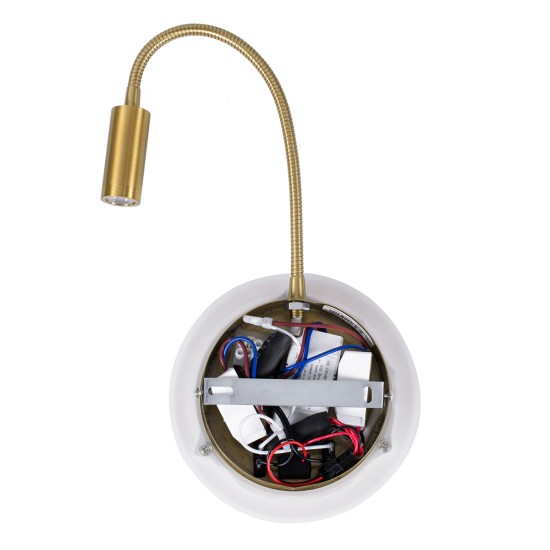 GOOSE 60885 Μοντέρνο Φωτιστικό Τοίχου - Απλίκα Ξενοδοχείου Reading Light με Φορτιστή USB 3A LED 6W 600lm 36° & 360° AC 220-240V IP20 Φυσικό Λευκό 4500K - CREE XPE & Lumileds SMD Chip & TÜV SÜD Driver - Χρυσό Πλατίνα - Μ15.5 x Π15 x Υ30.5cm - 3