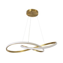 DEXTER 60916 Μοντέρνο Κρεμαστό Φωτιστικό Οροφής LED 90W 10080lm 300° AC 220-240V IP20 Ρυθμιζόμενο Λευκό CCT με Χειριστήριο από 2700K έως 6000K Dimmable - Lumileds SMD Chip - Χρυσό Βούρτσας - Μ73 x Π73 x Υ16cm - 3 Χρόνια Εγγύηση