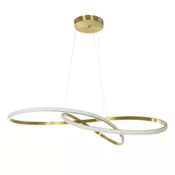 DEXTER 60920 Μοντέρνο Κρεμαστό Φωτιστικό Οροφής LED 120W 13440lm 300° AC 220-240V IP20 Ρυθμιζόμενο Λευκό CCT με Χειριστήριο από 2700K έως 6000K Dimmable - Lumileds SMD Chip - Χρυσό Βούρτσας - Μ103 x Π103 x Υ30cm - 3 Χρόνια Εγγύηση