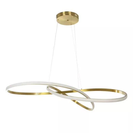 DEXTER 60920 Μοντέρνο Κρεμαστό Φωτιστικό Οροφής LED 120W 13440lm 300° AC 220-240V IP20 Ρυθμιζόμενο Λευκό CCT με Χειριστήριο από 2700K έως 6000K Dimmable - Lumileds SMD Chip - Χρυσό Βούρτσας - Μ103 x Π103 x Υ30cm - 3 Χρόνια Εγγύηση