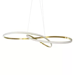 DEXTER 60920 Μοντέρνο Κρεμαστό Φωτιστικό Οροφής LED 120W 13440lm 300° AC 220-240V IP20 Ρυθμιζόμενο Λευκό CCT με Χειριστήριο από 2700K έως 6000K Dimmable - Lumileds SMD Chip - Χρυσό Βούρτσας - Μ103 x Π103 x Υ30cm - 3 Χρόνια Εγγύηση