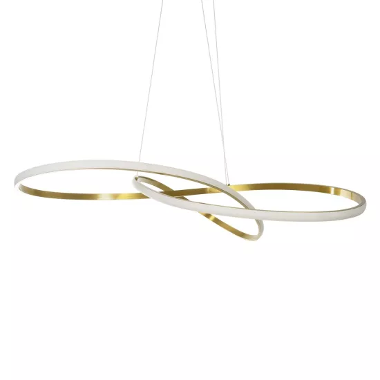 DEXTER 60920 Μοντέρνο Κρεμαστό Φωτιστικό Οροφής LED 120W 13440lm 300° AC 220-240V IP20 Ρυθμιζόμενο Λευκό CCT με Χειριστήριο από 2700K έως 6000K Dimmable - Lumileds SMD Chip - Χρυσό Βούρτσας - Μ103 x Π103 x Υ30cm - 3 Χρόνια Εγγύηση