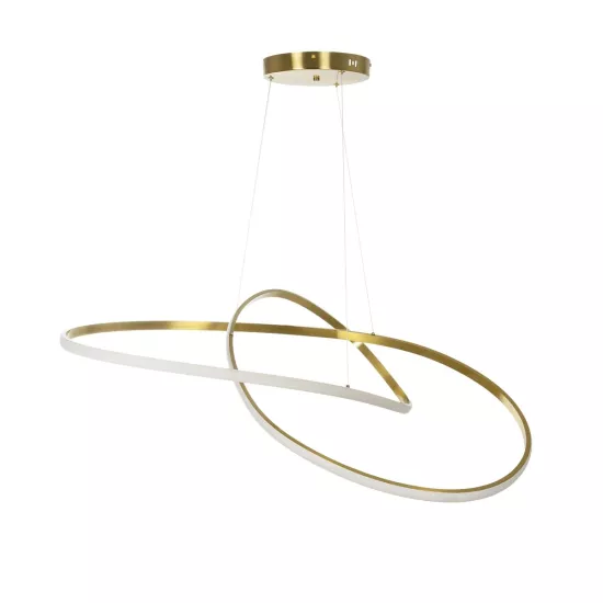 DEXTER 60920 Μοντέρνο Κρεμαστό Φωτιστικό Οροφής LED 120W 13440lm 300° AC 220-240V IP20 Ρυθμιζόμενο Λευκό CCT με Χειριστήριο από 2700K έως 6000K Dimmable - Lumileds SMD Chip - Χρυσό Βούρτσας - Μ103 x Π103 x Υ30cm - 3 Χρόνια Εγγύηση