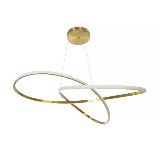 DEXTER 60920 Μοντέρνο Κρεμαστό Φωτιστικό Οροφής LED 120W 13440lm 300° AC 220-240V IP20 Ρυθμιζόμενο Λευκό CCT με Χειριστήριο από 2700K έως 6000K Dimmable - Lumileds SMD Chip - Χρυσό Βούρτσας - Μ103 x Π103 x Υ30cm - 3 Χρόνια Εγγύηση