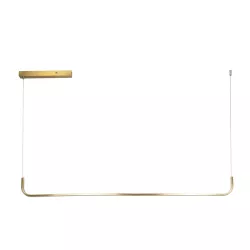 LINARIA 60923 Μοντέρνο Κρεμαστό Φωτιστικό Οροφής LED 36W 4150lm 180° AC 220-240V IP20 Ρυθμιζόμενο Λευκό CCT με Χειριστήριο από 2700K έως 6000K Dimmable - Lumileds SMD Chip - Χρυσό - Μ120 x Π2 x Υ10cm - 3 Χρόνια Εγγύηση