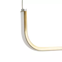 LINARIA 60923 Μοντέρνο Κρεμαστό Φωτιστικό Οροφής LED 36W 4150lm 180° AC 220-240V IP20 Ρυθμιζόμενο Λευκό CCT με Χειριστήριο από 2700K έως 6000K Dimmable - Lumileds SMD Chip - Χρυσό - Μ120 x Π2 x Υ10cm - 3 Χρόνια Εγγύηση