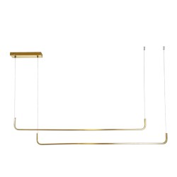 LINARIA DUO 60926 Μοντέρνο Κρεμαστό Φωτιστικό Οροφής LED 72W 8300lm 200° AC 220-240V IP20 Ρυθμιζόμενο Λευκό CCT με Χειριστήριο από 2700K έως 6000K Dimmable - Lumileds SMD Chip - Χρυσό Βούρτσας - Μ220 x Π4 x Υ25cm - 3 Χρόνια Εγγύηση