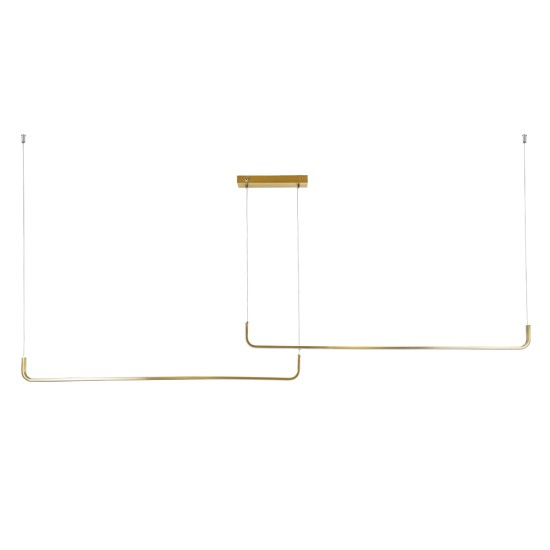 LINARIA DUO 60926 Μοντέρνο Κρεμαστό Φωτιστικό Οροφής LED 72W 8300lm 200° AC 220-240V IP20 Ρυθμιζόμενο Λευκό CCT με Χειριστήριο από 2700K έως 6000K Dimmable - Lumileds SMD Chip - Χρυσό Βούρτσας - Μ220 x Π4 x Υ25cm - 3 Χρόνια Εγγύηση