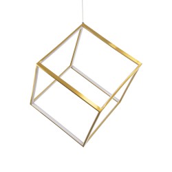 KIBOO 60930 Μοντέρνο Κρεμαστό Φωτιστικό Οροφής LED 36W 4150lm 360° AC 220-240V IP20 Ρυθμιζόμενο Λευκό CCT με Χειριστήριο από 2700K έως 6000K Dimmable - Lumileds SMD Chip - Χρυσό Βούρτσας - Μ40 x Π40 x Υ40cm - 3 Χρόνια Εγγύηση