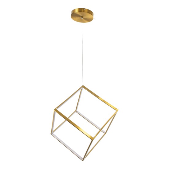 KIBOO 60930 Μοντέρνο Κρεμαστό Φωτιστικό Οροφής LED 36W 4150lm 360° AC 220-240V IP20 Ρυθμιζόμενο Λευκό CCT με Χειριστήριο από 2700K έως 6000K Dimmable - Lumileds SMD Chip - Χρυσό Βούρτσας - Μ40 x Π40 x Υ40cm - 3 Χρόνια Εγγύηση