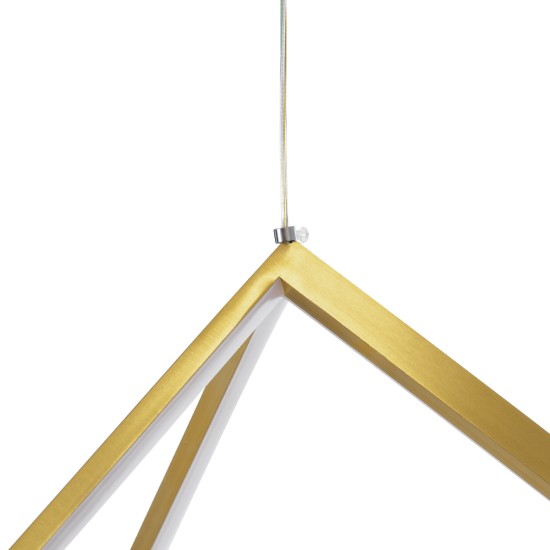 KIBOO 60930 Μοντέρνο Κρεμαστό Φωτιστικό Οροφής LED 36W 4150lm 360° AC 220-240V IP20 Ρυθμιζόμενο Λευκό CCT με Χειριστήριο από 2700K έως 6000K Dimmable - Lumileds SMD Chip - Χρυσό Βούρτσας - Μ40 x Π40 x Υ40cm - 3 Χρόνια Εγγύηση