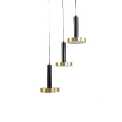 ZANE 60934 Μοντέρνο Κρεμαστό Φωτιστικό Οροφής LED 54W 6048lm 120° AC 220-240V IP20 Ρυθμιζόμενο Λευκό CCT με Χειριστήριο από 2700K έως 6000K Dimmable - Lumileds SMD Chip - Μαύρο Ματ & Χρυσό - Μ40 x Π40 x Υ20cm - 3 Χρόνια Εγγύηση