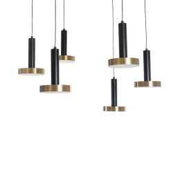 ZANE 60935 Μοντέρνο Κρεμαστό Φωτιστικό Οροφής LED 100W 11200lm 120° AC 220-240V IP20 Ρυθμιζόμενο Λευκό CCT με Χειριστήριο από 2700K έως 6000K Dimmable - Lumileds SMD Chip - Μαύρο Ματ & Χρυσό - Μ80 x Π80 x Υ20cm - 3 Χρόνια Εγγύηση