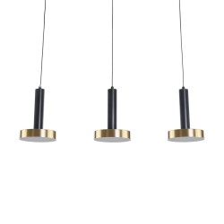 ZANE 60936 Μοντέρνο Κρεμαστό Φωτιστικό Οροφής LED 54W 6048lm 120° AC 220-240V IP20 Ρυθμιζόμενο Λευκό CCT με Χειριστήριο από 2700K έως 6000K Dimmable - Lumileds SMD Chip - Μαύρο Ματ & Χρυσό - Μ80 x Π15 x Υ20cm - 3 Χρόνια Εγγύηση