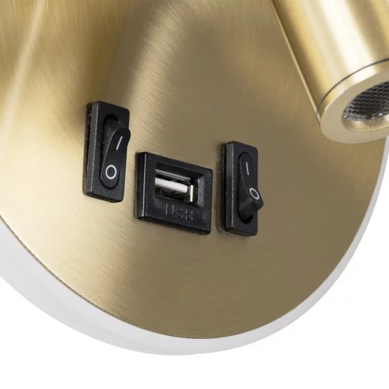LADY-R 60940 Μοντέρνο Φωτιστικό Τοίχου - Απλίκα Ξενοδοχείου Bed Side LED 6W 600lm 36° & 360° AC 220-240V - Reading Light & Κρυφός Φωτισμός - Φορτιστής USB 3A - Φ15 x Υ7cm - Φυσικό Λευκό 4500K - Χρυσό Βούρτσας - 3 Χρόνια Εγγύηση LADY-R 60940 Μοντέρνο Φωτιστικό Τοίχου - Απλίκα Ξενοδοχείου Bed Side LED 6W 600lm 36° & 360° AC 220-240V - Reading Light & Κρυφός Φωτισμός - Φορτιστής USB 3A - Φ15 x Υ7cm - Φυσικό Λευκό 4500K - Χρυσό Βούρτσας - 3 Χρόνια Εγγύηση