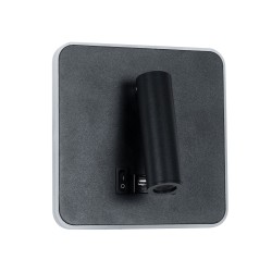 LADY-S 60942 Μοντέρνο Φωτιστικό Τοίχου - Απλίκα Ξενοδοχείου Reading Light με Φορτιστή USB 3A LED 6W 600lm 36° & 360° AC 220-240V IP20 Φυσικό Λευκό 4500K - Bridgelux COB Chip & TÜV SÜD Driver - Μαύρο Ματ - Μ15 x Π15 x Υ7cm - 3 Χρόνια Εγγύηση