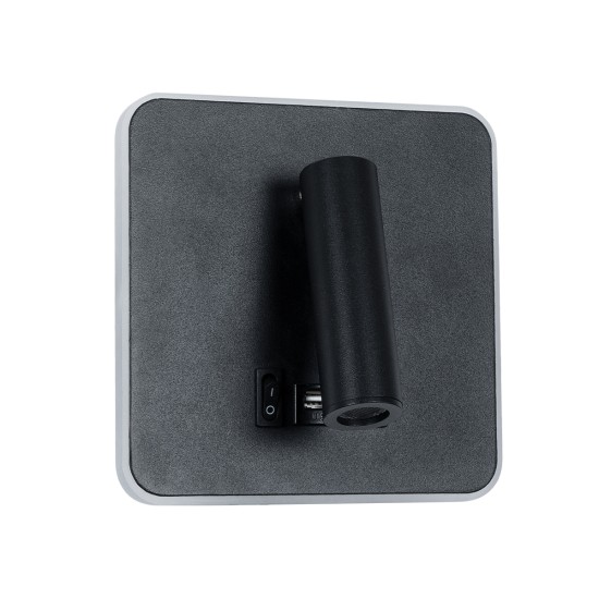 LADY-S 60942 Μοντέρνο Φωτιστικό Τοίχου - Απλίκα Ξενοδοχείου Reading Light με Φορτιστή USB 3A LED 6W 600lm 36° & 360° AC 220-240V IP20 Φυσικό Λευκό 4500K - Bridgelux COB Chip & TÜV SÜD Driver - Μαύρο Ματ - Μ15 x Π15 x Υ7cm - 3 Χρόνια Εγγύηση