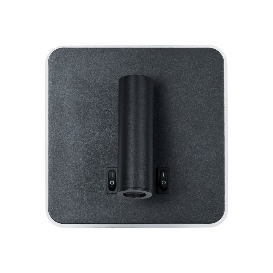 LADY-S 60942 Μοντέρνο Φωτιστικό Τοίχου - Απλίκα Ξενοδοχείου Reading Light με Φορτιστή USB 3A LED 6W 600lm 36° & 360° AC 220-240V IP20 Φυσικό Λευκό 4500K - Bridgelux COB Chip & TÜV SÜD Driver - Μαύρο Ματ - Μ15 x Π15 x Υ7cm - 3 Χρόνια Εγγύηση