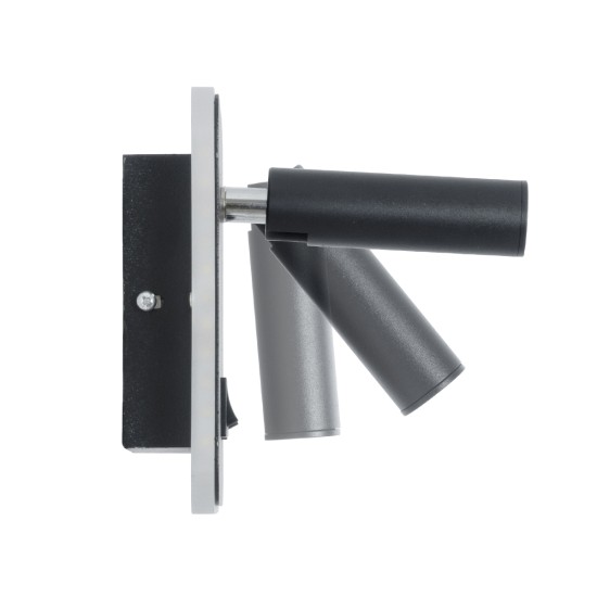 LADY-S 60942 Μοντέρνο Φωτιστικό Τοίχου - Απλίκα Ξενοδοχείου Reading Light με Φορτιστή USB 3A LED 6W 600lm 36° & 360° AC 220-240V IP20 Φυσικό Λευκό 4500K - Bridgelux COB Chip & TÜV SÜD Driver - Μαύρο Ματ - Μ15 x Π15 x Υ7cm - 3 Χρόνια Εγγύηση