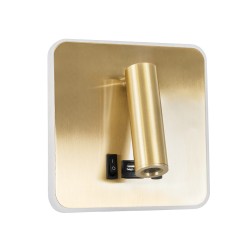 LADY-S 60944 Μοντέρνο Φωτιστικό Τοίχου - Απλίκα Ξενοδοχείου Reading Light με Φορτιστή USB 3A LED 6W 600lm 36° & 360° AC 220-240V IP20 Φυσικό Λευκό 4500K - Bridgelux COB Chip & TÜV SÜD Driver - Χρυσό Πλατίνα - Μ15 x Π15 x Υ7cm - 3 Χρόνια Εγγύηση