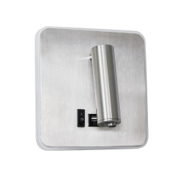 LADY-S 60945 Μοντέρνο Φωτιστικό Τοίχου - Απλίκα Ξενοδοχείου Reading Light με Φορτιστή USB 3A LED 6W 600lm 36° & 360° AC 220-240V IP20 Φυσικό Λευκό 4500K - Bridgelux COB Chip & TÜV SÜD Driver - Νίκελ Βούρτσας - Μ15 x Π15 x Υ7cm - 3 Χρόνια Εγγύηση