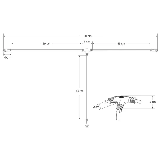 CONNECTOR 60957 5 Pin Καλώδιο/Επέκταση Τ 1 Μέτρου με Είσοδο 1 x Αρσενικό Βύσμα & Έξοδο 2 x Θηλυκά Βύσματα Αδιάβροχο IP68 - Μαύρο - Μ100 x Π52 x Υ2cm
