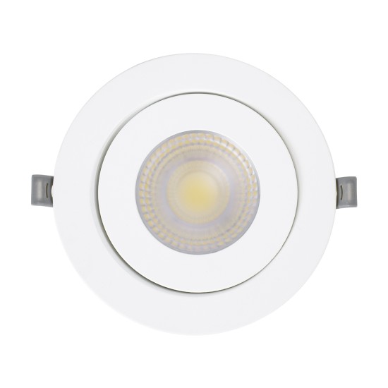 LEXIS JOINT 60988 Χωνευτό LED Κινούμενο Spot Downlight 12W 1200lm 45° AC 220-240V IP44 Φ15.8cm x Υ4.1cm - Στρόγγυλο - Λευκό - Φυσικό Λευκό 4500K - Bridgelux Chip - TÜV Certified Driver - 5 Years Warranty