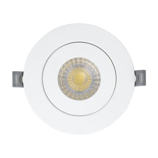 LEXIS JOINT 60990 Χωνευτό LED Κινούμενο Spot Downlight 7W 680lm 45° AC 220-240V IP44 Φ12cm x Υ3.1cm - Στρόγγυλο - Λευκό - Φυσικό Λευκό 4500K - Bridgelux Chip - TÜV Certified Driver - 5 Years Warranty