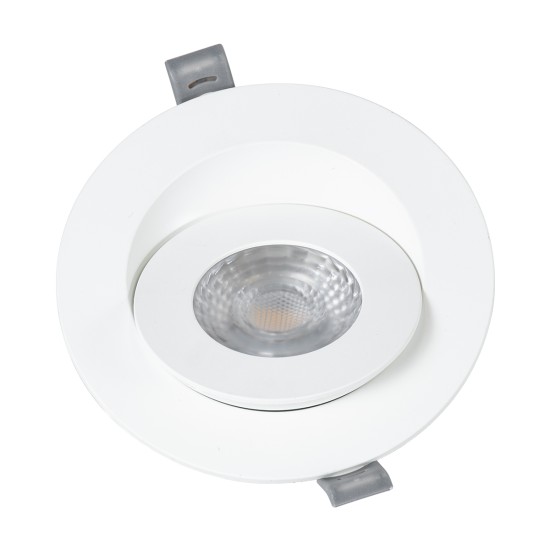 LEXIS JOINT 60991 Χωνευτό LED Κινούμενο Spot Downlight 7W 660lm 45° AC 220-240V IP44 Φ12cm x Υ3.1cm - Στρόγγυλο - Λευκό - Θερμό Λευκό 2700K - Bridgelux Chip - TÜV Certified Driver - 5 Years Warranty