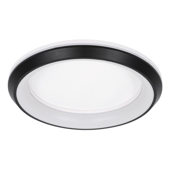 MELINA 61040 Πλαφονιέρα Οροφής Κύκλος LED CCT 55W 6376lm 120° AC 220-240V - Εναλλαγή Φωτισμού μέσω Τηλεχειριστηρίου All In One Ψυχρό Λευκό 6000k+Φυσικό Λευκό 4500k+Θερμό Λευκό 2700k Dimmable Φ48cm - Μαύρο - 3 Years Warranty