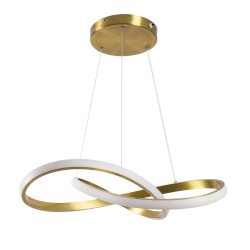 DEXTER 61051 Μοντέρνο Κρεμαστό Φωτιστικό Οροφής LED 72W 8064lm 300° AC 220-240V IP20 Ρυθμιζόμενο Λευκό CCT με Χειριστήριο από 2700K έως 6000K Dimmable - Lumileds SMD Chip - Χρυσό Βούρτσας - Μ56 x Π56 x Υ14cm - 3 Χρόνια Εγγύηση