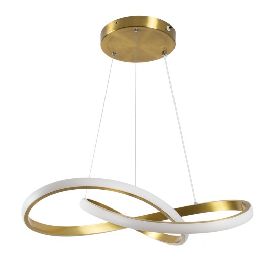 DEXTER 61051 Μοντέρνο Κρεμαστό Φωτιστικό Οροφής LED 72W 8064lm 300° AC 220-240V IP20 Ρυθμιζόμενο Λευκό CCT με Χειριστήριο από 2700K έως 6000K Dimmable - Lumileds SMD Chip - Χρυσό Βούρτσας - Μ56 x Π56 x Υ14cm - 3 Χρόνια Εγγύηση