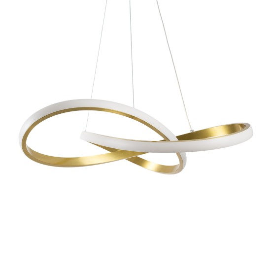 DEXTER 61051 Μοντέρνο Κρεμαστό Φωτιστικό Οροφής LED 72W 8064lm 300° AC 220-240V IP20 Ρυθμιζόμενο Λευκό CCT με Χειριστήριο από 2700K έως 6000K Dimmable - Lumileds SMD Chip - Χρυσό Βούρτσας - Μ56 x Π56 x Υ14cm - 3 Χρόνια Εγγύηση