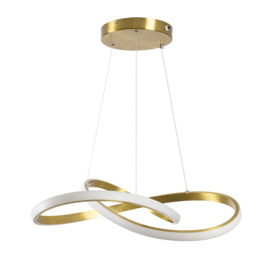 DEXTER 61051 Μοντέρνο Κρεμαστό Φωτιστικό Οροφής LED 72W 8064lm 300° AC 220-240V IP20 Ρυθμιζόμενο Λευκό CCT με Χειριστήριο από 2700K έως 6000K Dimmable - Lumileds SMD Chip - Χρυσό Βούρτσας - Μ56 x Π56 x Υ14cm - 3 Χρόνια Εγγύηση