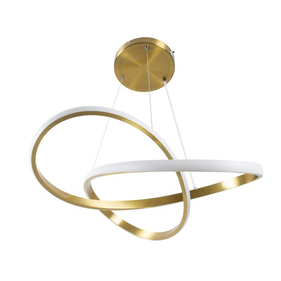 DEXTER 61051 Μοντέρνο Κρεμαστό Φωτιστικό Οροφής LED 72W 8064lm 300° AC 220-240V IP20 Ρυθμιζόμενο Λευκό CCT με Χειριστήριο από 2700K έως 6000K Dimmable - Lumileds SMD Chip - Χρυσό Βούρτσας - Μ56 x Π56 x Υ14cm - 3 Χρόνια Εγγύηση