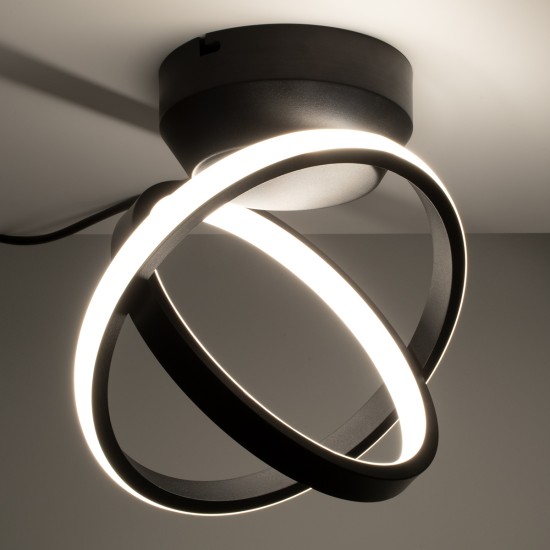 AMELIA 61052 Μοντέρνο Φωτιστικό Οροφής LED 20W 2400lm 300° AC 220-240V IP20 Ρυθμιζόμενο Λευκό CCT με On/Off 2700K/4500K/6000K - Lumileds SMD Chip - Μαύρο Ματ - Μ24.5 x Π16 x Υ25cm - 3 Χρόνια Εγγύηση