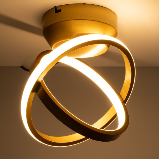 AMELIA 61054 Μοντέρνο Φωτιστικό Οροφής LED 20W 2400lm 300° AC 220-240V IP20 Ρυθμιζόμενο Λευκό CCT με On/Off 2700K/4500K/6000K - Lumileds SMD Chip - Χρυσό Βούρτσας - Μ24.5 x Π16 x Υ25cm - 3 Χρόνια Εγγύηση