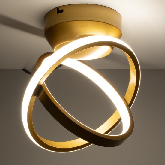 AMELIA 61054 Μοντέρνο Φωτιστικό Οροφής LED 20W 2400lm 300° AC 220-240V IP20 Ρυθμιζόμενο Λευκό CCT με On/Off 2700K/4500K/6000K - Lumileds SMD Chip - Χρυσό Βούρτσας - Μ24.5 x Π16 x Υ25cm - 3 Χρόνια Εγγύηση