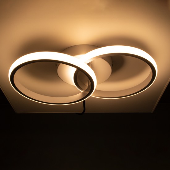 CORA 61059 Μοντέρνο Φωτιστικό Οροφής LED 18W 2160lm 300° AC 220-240V IP20 Ρυθμιζόμενο Λευκό CCT με On/Off 2700K/4500K/6000K - Lumileds SMD Chip - Λευκό Ματ - Μ36 x Π20.5 x Υ7cm - 3 Χρόνια Εγγύηση