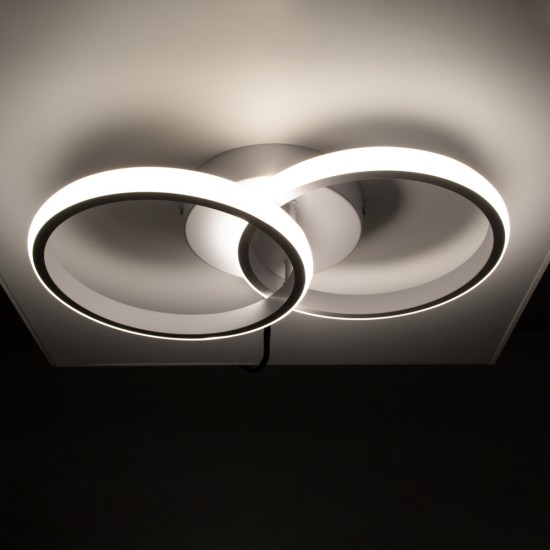 CORA 61059 Μοντέρνο Φωτιστικό Οροφής LED 18W 2160lm 300° AC 220-240V IP20 Ρυθμιζόμενο Λευκό CCT με On/Off 2700K/4500K/6000K - Lumileds SMD Chip - Λευκό Ματ - Μ36 x Π20.5 x Υ7cm - 3 Χρόνια Εγγύηση