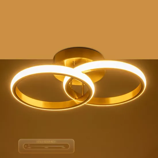 CORA 61060 Μοντέρνο Φωτιστικό Οροφής LED 18W 2160lm 300° AC 220-240V IP20 Ρυθμιζόμενο Λευκό CCT με On/Off 2700K/4500K/6000K - Lumileds SMD Chip - Σατινέ Χρυσό Βούρτσας - Μ36 x Π20.5 x Υ7cm - 3 Χρόνια Εγγύηση