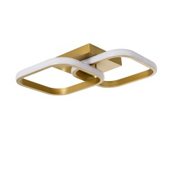 NORA 61063 Μοντέρνο Φωτιστικό Οροφής LED 22W 2640lm 300° AC 220-240V IP20 Ρυθμιζόμενο Λευκό CCT με On/Off 2700K/4500K/6000K - Lumileds SMD Chip - Χρυσό Βούρτσας - Μ40 x Π24 x Υ7cm - 3 Χρόνια Εγγύηση