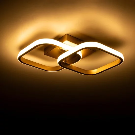 NORA 61063 Μοντέρνο Φωτιστικό Οροφής LED 22W 2640lm 300° AC 220-240V IP20 Ρυθμιζόμενο Λευκό CCT με On/Off 2700K/4500K/6000K - Lumileds SMD Chip - Σατινέ Χρυσό Βούρτσας - Μ40 x Π24 x Υ7cm - 3 Χρόνια Εγγύηση