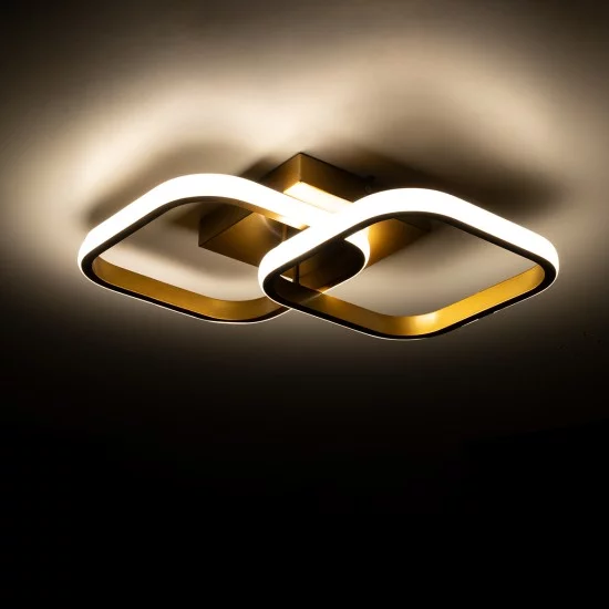 NORA 61063 Μοντέρνο Φωτιστικό Οροφής LED 22W 2640lm 300° AC 220-240V IP20 Ρυθμιζόμενο Λευκό CCT με On/Off 2700K/4500K/6000K - Lumileds SMD Chip - Σατινέ Χρυσό Βούρτσας - Μ40 x Π24 x Υ7cm - 3 Χρόνια Εγγύηση