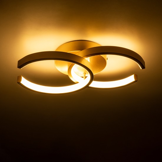 EVA 61069 Μοντέρνο Φωτιστικό Οροφής LED 16W 1920lm 300° AC 220-240V IP20 Ρυθμιζόμενο Λευκό CCT με On/Off 2700K/4500K/6000K - Lumileds SMD Chip - Χρυσό Βούρτσας - Μ33 x Π21 x Υ7cm - 3 Χρόνια Εγγύηση
