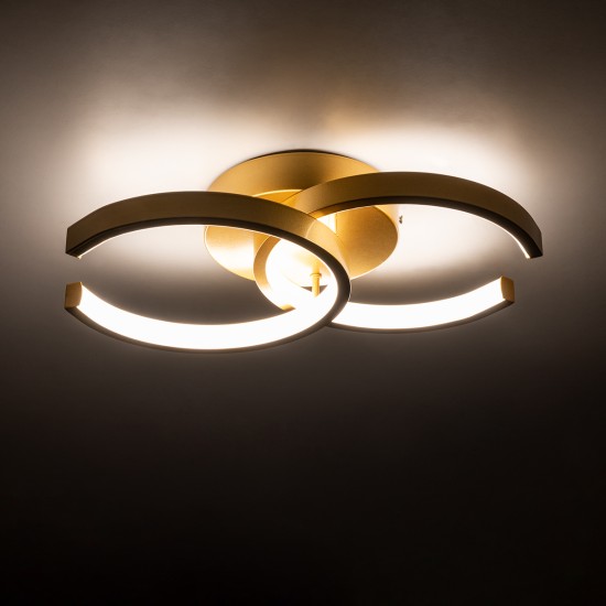 EVA 61069 Μοντέρνο Φωτιστικό Οροφής LED 16W 1920lm 300° AC 220-240V IP20 Ρυθμιζόμενο Λευκό CCT με On/Off 2700K/4500K/6000K - Lumileds SMD Chip - Χρυσό Βούρτσας - Μ33 x Π21 x Υ7cm - 3 Χρόνια Εγγύηση