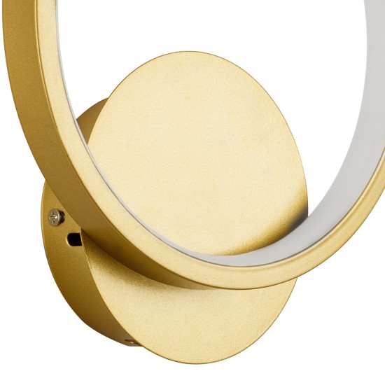 TED 61072 Μοντέρνο Φωτιστικό Τοίχου - Απλίκα LED 9W 1080lm 300° AC 220-240V IP20 Ρυθμιζόμενο Λευκό CCT με On/Off 2700K/4500K/6000K - Lumileds SMD Chip - Χρυσό Βούρτσας - Μ20 x Π5.5 x Υ23cm - 3 Χρόνια Εγγύηση