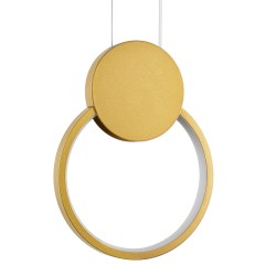 CYCLOS 61075 Μοντέρνο Κρεμαστό Φωτιστικό Οροφής LED 9W 1080lm 300° AC 220-240V IP20 Ρυθμιζόμενο Λευκό CCT με On/Off 2700K/4500K/6000K - Lumileds SMD Chip - Χρυσό Βούρτσας - Μ21 x Π2.3 x Υ26.5cm - 3 Χρόνια Εγγύηση