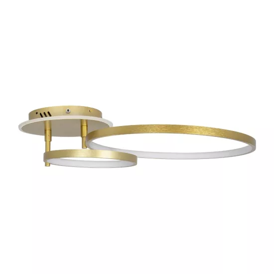 NEMESIS 61107 Μοντέρνο Φωτιστικό Οροφής LED 67W 7573lm 360° AC 220-240V IP20 Ρυθμιζόμενο Λευκό CCT με Χειριστήριο από 2700K έως 6000K Dimmable - Lumileds SMD Chip - Χρυσό Βούρτσας - Μ84 x Π45 x Υ13cm - 3 Χρόνια Εγγύηση