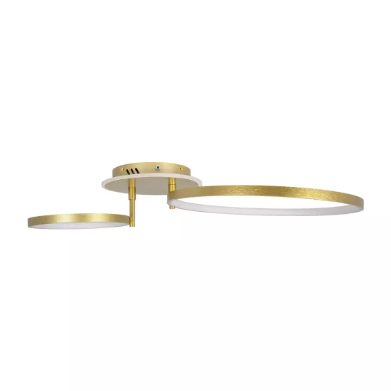 NEMESIS 61107 Μοντέρνο Φωτιστικό Οροφής LED 67W 7573lm 360° AC 220-240V IP20 Ρυθμιζόμενο Λευκό CCT με Χειριστήριο από 2700K έως 6000K Dimmable - Lumileds SMD Chip - Χρυσό Βούρτσας - Μ84 x Π45 x Υ13cm - 3 Χρόνια Εγγύηση